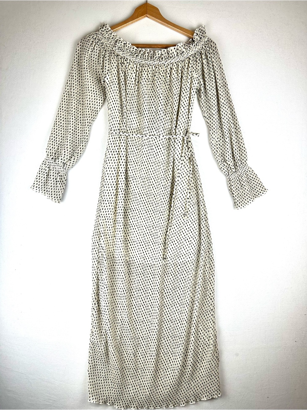 The Fifth Label Night Vision Midi Crinkle Dress Daybreak Sky Geo Dot Print NWT